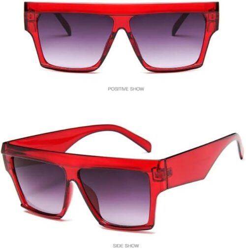 MySouq-Store [1Pcs] [Wine red] Oversized Square Gradient Sunglasses Women Ins Popular Outdoor Beach Goggles Men Shade UV400 Sun Glasses-B0CMJV7V8Y