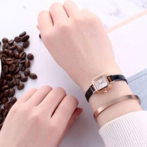 Vintage Square Dial Women Quartz Solid Color Faux-Brown (16.5 Gram)-B0DP85VPVB