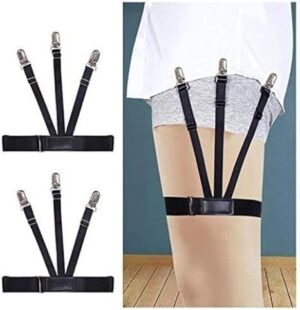 Men's Shirt Holder, Braces, Elastic Shirt Holder with Non-Slip Locking Clamps, Adjustable Shirt Stays (1 Pair) 3 Side Clip-B0DJTK6X3K