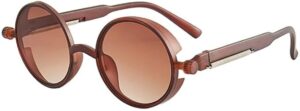 [1Pcs] [Browen] New Steampunk Sunglasses for Men Women Vintage Trendy Round Metal Frame Polarized Sun Glasses Outdoor Driving Riding Accessories-B0CRQNV498