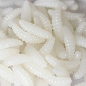 [50PCS] 2cm 0.3g Maggot Grub Soft Fishing Lure Hooks Smell Worms Glow Shrimps Fish Lures (Random Color)-B0CGTQSH1L