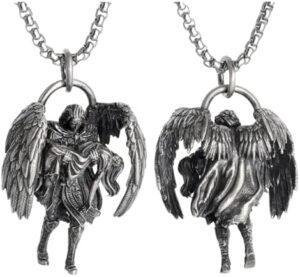 (1 Pc) Vintage Gothic Crucifixion Skull Cross Pendant Necklace for Men Statement Street Ride Party Jewelry Accessories (AL20177-Silver)-B0DFLPWCP6