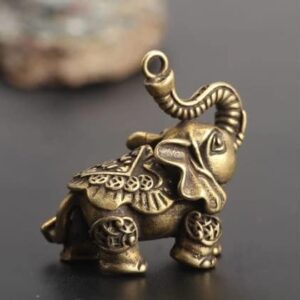 41lab4pDuVL._AC_ 1pcs - Retro Brass Auspicious Elephant Ornaments Keychain Metal Animal Keychain-B0C732V1GH