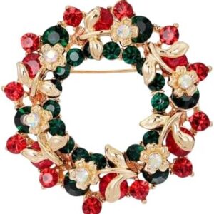 1 Pcs Christmas rhinestone cartoon animal brooch Christmas tree sleigh stars bells deer boots penguin wreath bird pin accessorie - S09-B0DQFC7KSW