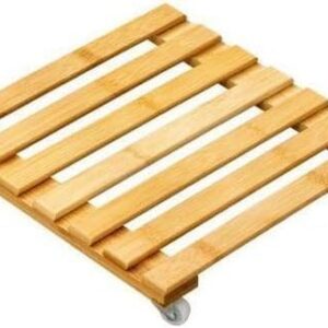 [1 Pcs] [ 35*35 Cm ] Wood Moveable Plant Stand Front And Back Wheel - Plant Caddy Wooden Stand 1 Packs Heavy Planter Stand Plant Stand With Fixed Random Wheels-B0DCTG6YM3