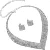 MySouq-Store (1 Set) Luxury Crystal Bridal Wedding Jewelry Sets African Beads Silver Color Rhinestone Women Girls Necklace Sets Engagement and wedding Party Gift (C3903)-B0CF964ZHT