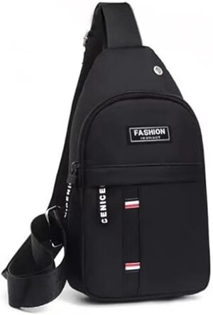 New Chest Bag For Male Men's shoulder bag Simple Nylon Fashion Mini Cross Bag Waterproof Crossbody Bag Luxury Bag 31X17X5 Cm (Black)-B0DD5T1135