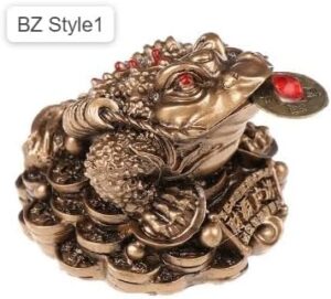 1Pcs Feng Shui Toad Money LUCKY Fortune Wealth Chinese Golden Frog Toad Coin Home Office Decoration Lucky Gifts Tabletop Ornaments (BZ Style3)-B0CLH77PL2