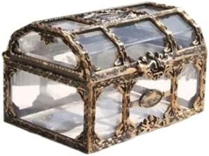 Plastic Transparent Pirate Treasure Box Aquarium Ornament, 9.5 cm x 8 cm x 10.5 cm-B0DJCZDXZ4