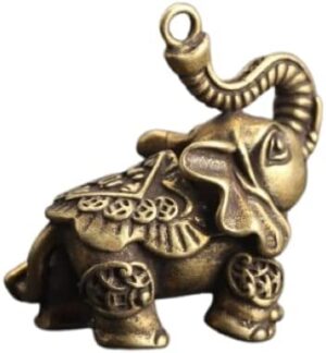 1pcs - Retro Brass Auspicious Elephant Ornaments Keychain Metal Animal Keychain-B0C732V1GH