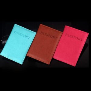 Travel Passport ID Card Cover Holder Case Faux Leather (Black)-B0BMJWNKDS