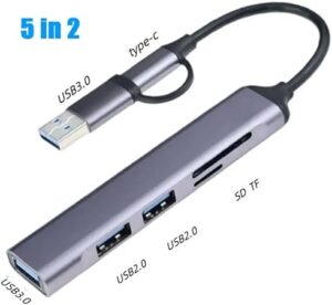 Type C HUB USB HUB USB 3.0 USB 2.0 TF/SD 5 Port Multi Splitter OTG For Lenovo HUAWEI Xiaomi Aluminum Alloy USB 3.0 Hub for PC - Please Select the Type as Image, (7 in 2)-B0DKB45FHV