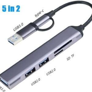41rQ4FdRYJL._AC_SY450_ Type C HUB USB HUB USB 3.0 USB 2.0 TF/SD 5 Port Multi Splitter OTG For Lenovo HUAWEI Xiaomi Aluminum Alloy USB 3.0 Hub for PC - Please Select the Type as Image, (7 in 2)-B0DKB45FHV