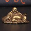 1PC- Figurine Small Brass Statue Golden Brass Craft Miniatures Sculpture Antique Bronze Large Belly Laughing Maitreya Buddha Statue Desk Copper Ornament Crafts Brass-B0CVSF929Q