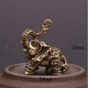 1pcs - Retro Brass Auspicious Elephant Ornaments Keychain Metal Animal Keychain-B0C732V1GH