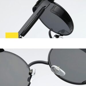 41vbdilMmOL._AC_ Steampunk Style Round Vintage Polarized Sunglasses Retro Eyewear UV400 Protection Metal Frame As Shown-B0CHWL4YS5