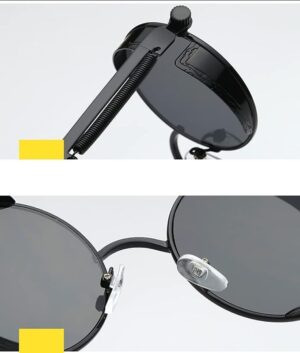 Steampunk Style Round Vintage Polarized Sunglasses Retro Eyewear UV400 Protection Metal Frame As Shown-B0CHWL4YS5