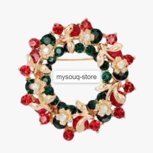1 Pcs Christmas rhinestone cartoon animal brooch Christmas tree sleigh stars bells deer boots penguin wreath bird pin accessorie - S09-B0DQFC7KSW