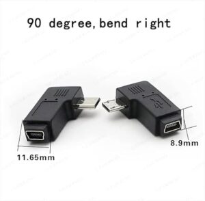 1PCs - New Mini USB to Micro USB Adapter Plug 90 Degree Left&Right Angle Micro USB Male to Mini USB Female Type B Connector Charge Data (V8 to V3 Right,)-B0DPDM1HDD