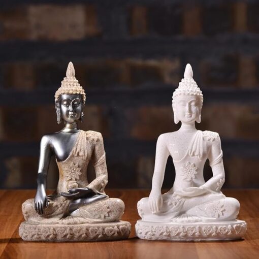 MySouq-Store 1Pc (C1) Miniature Buddha Statue Nature Sandstone Fengshui Thailand Buddha Sculpture Hindu Figurine Home Decorative Ornament-B0CD6FX7JX