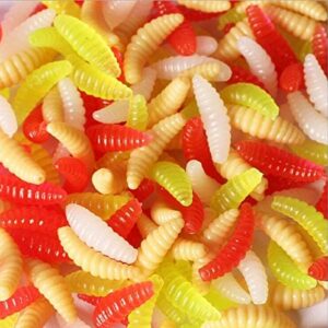 [50PCS] 2cm 0.3g Maggot Grub Soft Fishing Lure Hooks Smell Worms Glow Shrimps Fish Lures (Random Color)-B0CGTQSH1L