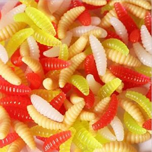 [50PCS] 2cm 0.3g Maggot Grub Soft Fishing Lure Hooks Smell Worms Glow Shrimps Fish Lures (Random Color)-B0CGTQSH1L
