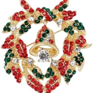 1 Pcs Christmas rhinestone cartoon animal brooch Christmas tree sleigh stars bells deer boots penguin wreath bird pin accessorie - S11-B0DQ1YYYQ5