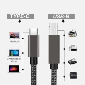 1 Pcs USB TYPE-C USB A male to USB B 2.0 Female Printer Cable Braided Printer Scanner Cord 480Mbps For Camera E pson HP Can on 1M-B0DL1BZTY4