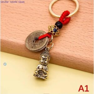 511RkPqS5yL._AC_ 1 pcs - Handmade Copper Car Keychain Vintage Rope Money Coin Fortune Coin Gourd Lucky Feng Shui Pendant Keychain-B0CVR2NM2B