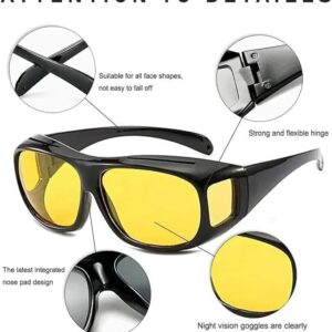Vision Goggles Wrap Arounds, high definition Day and Night Unisex Vision Goggles Set of 2 Anti-Glare Polarized Sunglasses Driving Glasses Sun Glasses UV Protection (Black, Yellow)-B0DP591K2L