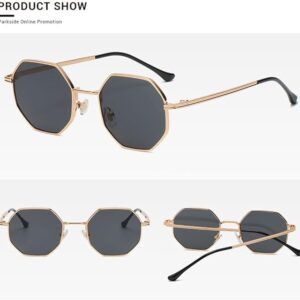 [Black-Clear]Retro Square Sunglasses for Men/Women Fashion Small Frame Polygon Sun Glasses Vintage Metal Outdoor Driving Eyewear-B0CDNJFNY1