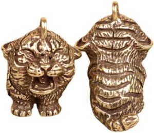 Metal Brass Tiger Key Chains DIY Hangings Jewelry Accessories Vintage Cute Animal Figurines Car Keyrings Pendants Children Gifts-B0B212C8J2