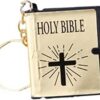 Bible English Book Key Chain - Black and White Golden-B09PNWNH87