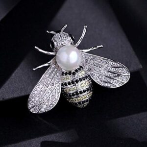 Silver Design Insect Series Brooch Women Delicate Little Bee Brooches Crystal Rhinestone Pin Brooch Jewelry Gifts For Girl-B0BZWQR32Z