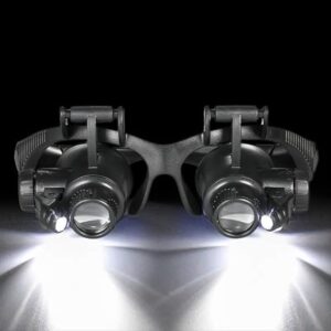 1 Set -LED-8Lens-Set- Loupe Magnifier Glasses With 2 LED Light Lens Magnifying Head-Mounted for Reading Jewelers Making Watch Repair 10X 15X 20X 25X-B0CKTWVT6Y