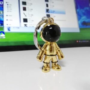 Space Man Metal Keychain, 5 cm - Gold-B0BDFFCSBK