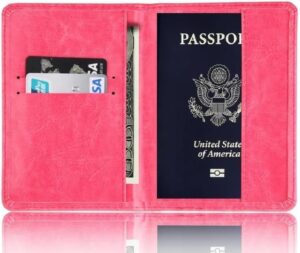 1PCs Travel Passport ID Card Cover Holder Case Faux Leather Color May Little Different (pink)-B0DC5N7PYG
