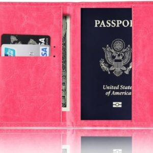 1PCs Travel Passport ID Card Cover Holder Case Faux Leather Color May Little Different (pink)-B0DC5N7PYG