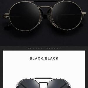 [1Pcs] Round Metal Sunglasses Steampunk Men Women Brand Designer Glasses Oculos De Sol Shades UV Protection-B0CSHZP41F