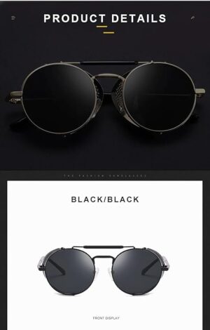 [1Pcs] Round Metal Sunglasses Steampunk Men Women Brand Designer Glasses Oculos De Sol Shades UV Protection-B0CSHZP41F