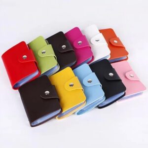 24 Bits Card Case Leather Function Business Card Holder Men Women Credit Passport Card Bag ID Passport Card Wallet (Deep Blue)-B0DH8N4BVP