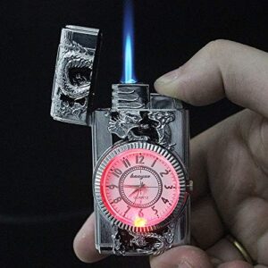 LED Gold Watch Windproof Jet Butane Lighter Torch Turbo Gas Inflatable Lighter Cigar Cigarette Accessories Men's Gift-B0C1Q9SYXL