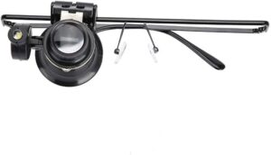 1PCS - 20X LED Light Monocular Eyeglasses Magnifier Head Magnifying Glass Loupe Jewelry Watch Part Repair Tool Accessory for Watchmaker-B0C3SZFJFQ