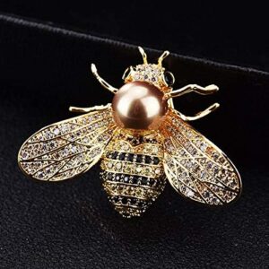 Golden Design Insect Series Brooch Women Delicate Little Bee Brooches Crystal Rhinestone Pin Brooch Jewelry Gifts For Girl-B0BZWP9QKZ