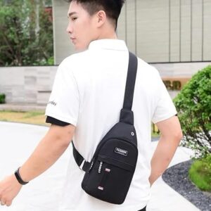 New Chest Bag For Male Men's shoulder bag Simple Nylon Fashion Mini Cross Bag Waterproof Crossbody Bag Luxury Bag 31X17X5 Cm (Black)-B0DD5T1135