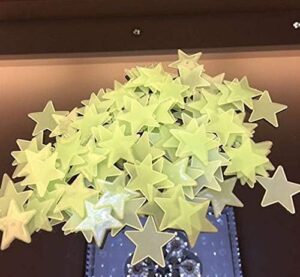 100pcs 3CM luminous stars Sofa fluorescent plastic decoration stickers--B0969LNZDG