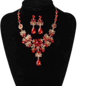 51HUb8llivL._AC_SX679_ Wedding Bridal Formal Party Prom Jewelry Crystal Rhinestone Necklace Earring Set (R)-B0C6H49S4W