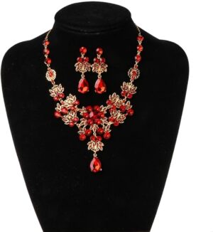 Wedding Bridal Formal Party Prom Jewelry Crystal Rhinestone Necklace Earring Set (R)-B0C6H49S4W