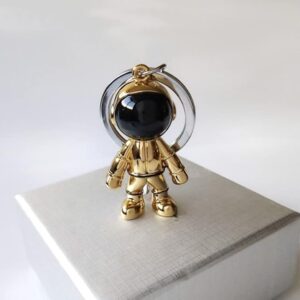 Space Man Metal Keychain, 5 cm - Gold-B0BDFFCSBK