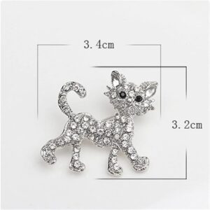 Fashion Rhinestone Brooch For Women Brooch Collar Pins Corsage Crystal Leaves Insect Brooch Badges Jewelry Accessories (Cat Brooch) 3.5cm x3.4cm Sliver Color-B0DRFWJNHB